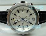 Copy IWC Aquatimer White Dial Black Leather Strap Watch